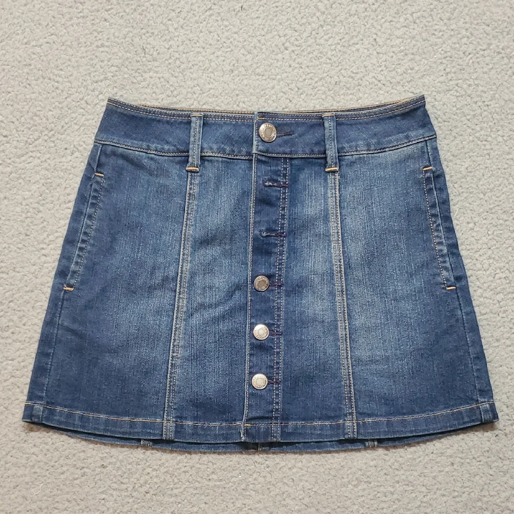 American Eagle Outfitters Denim Button-Front Women's Denim Mini Skirt Size 0 - Picture 1 of 6